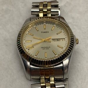 Vtg Timex President 1990 Watch Mens 33mm Day Date Fluted Not Tested